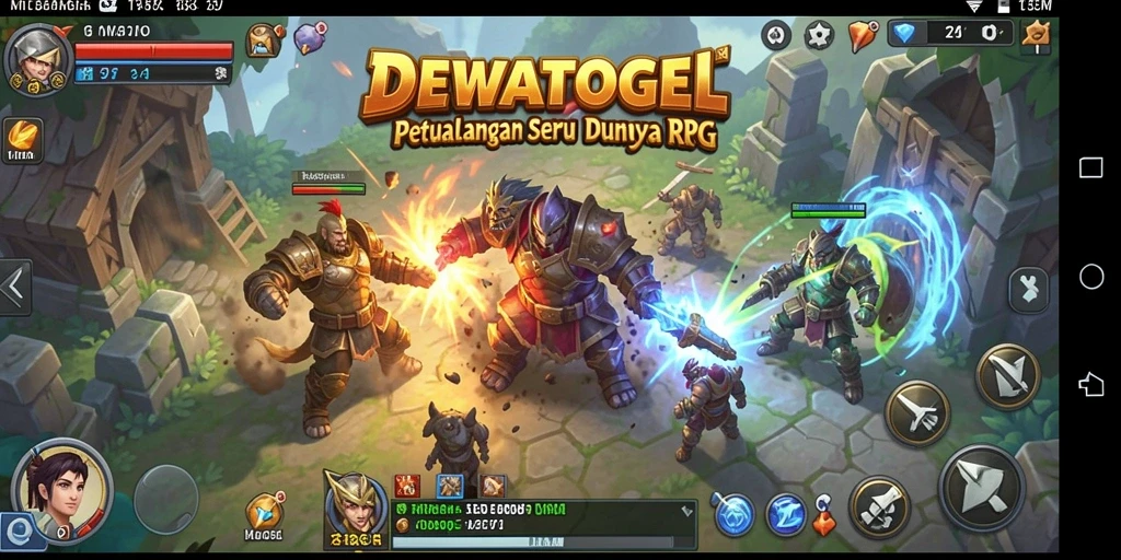 Screenshot gameplay DEWATOGEL menampilkan pertarungan epik penuh strategi.