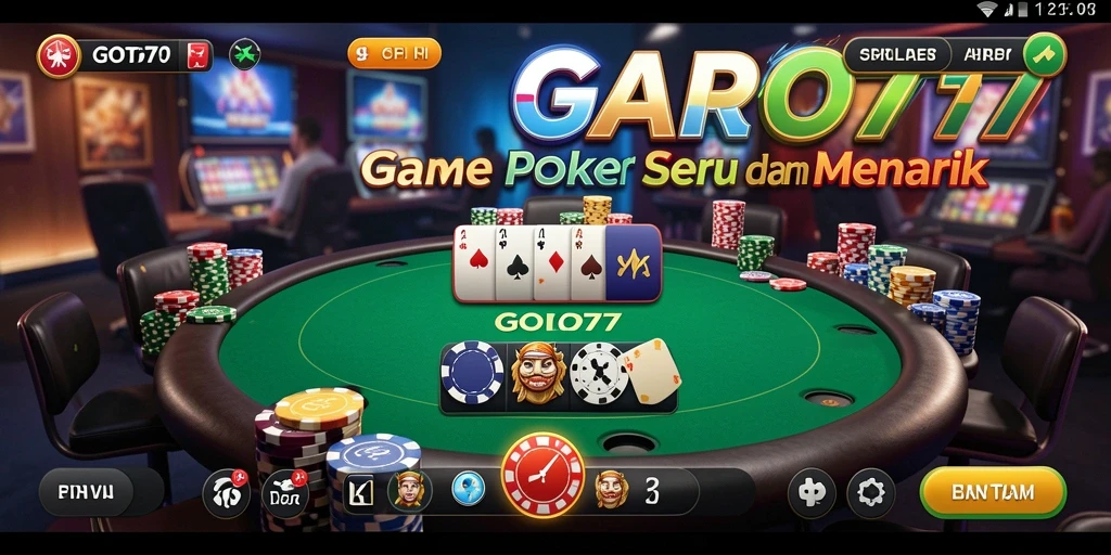 Tampilan gameplay poker di GOTO77 yang seru dan kompetitif.