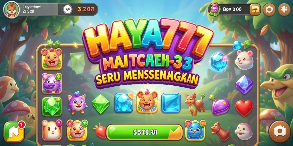 Tampilan gameplay HAYA777 yang menawan dan penuh aksi Match-3.