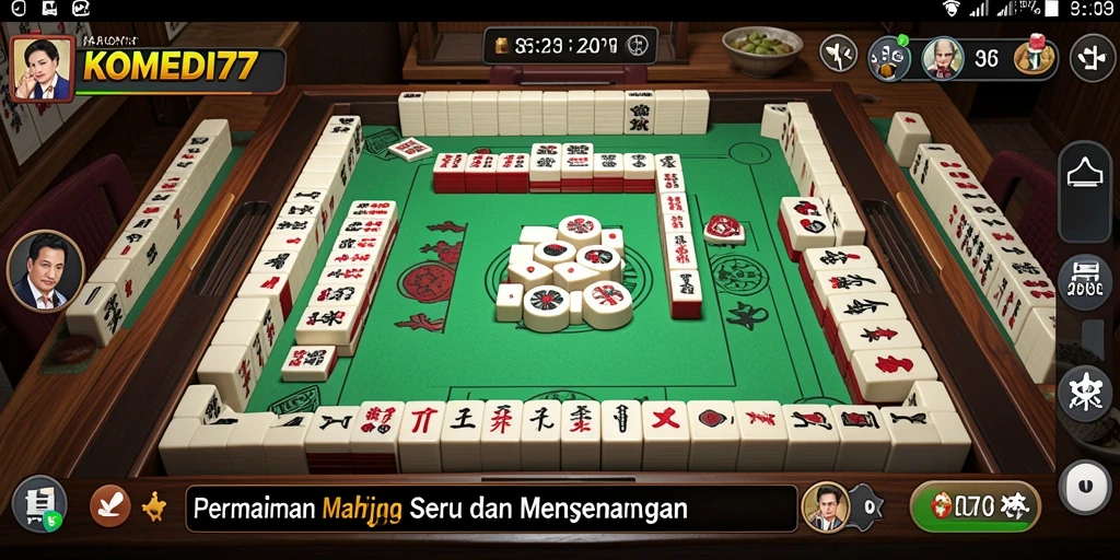 Screenshot gameplay KOMEDI77 yang menunjukkan strategi Mahjong.