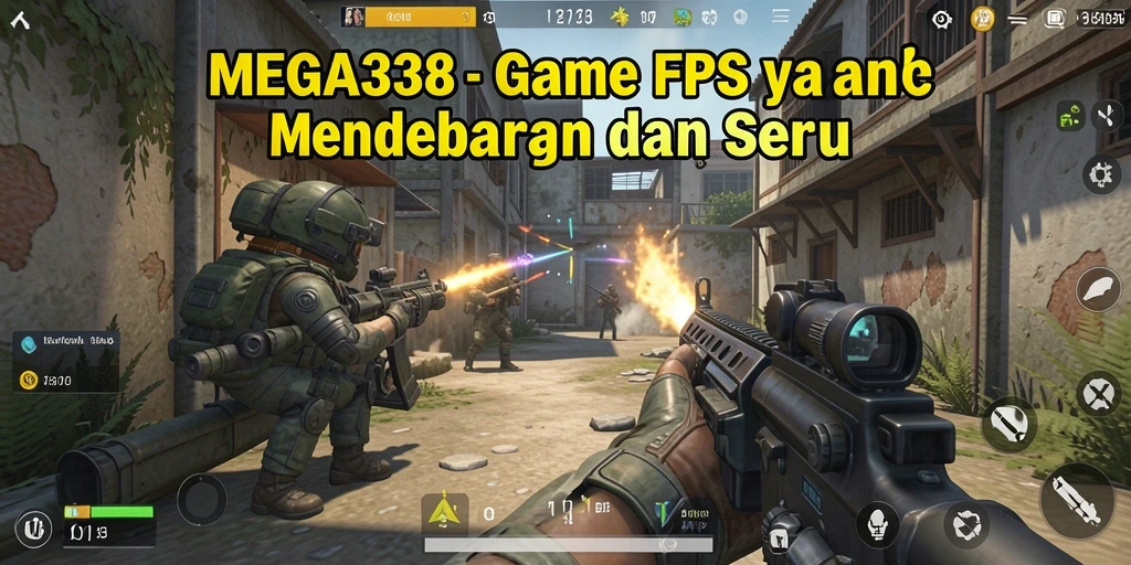 Screenshot gameplay MEGA338 dengan aksi tembak-menembak yang seru.