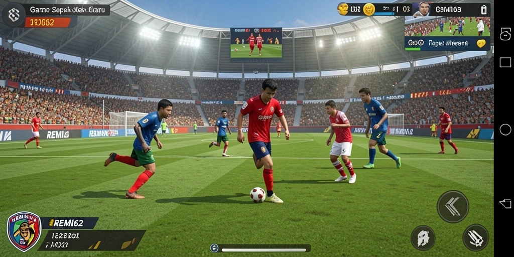 Tampilan menarik dari gameplay sepak bola di REMI62.