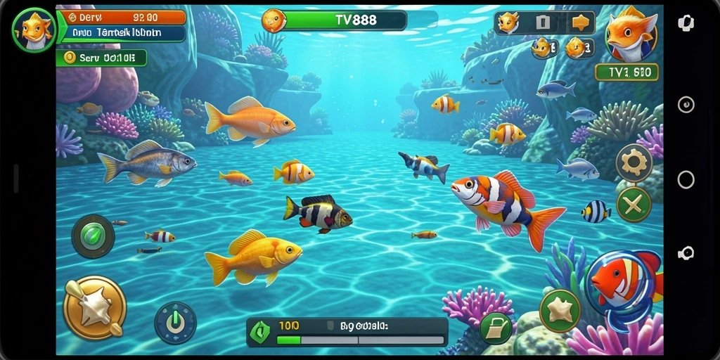 Screenshot utama TV888 menampilkan gameplay Tembak Ikan yang seru.